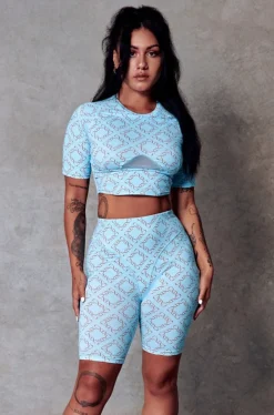 Leggings & Bikers*CXIX 119 Biker Shorts - Blue With Print