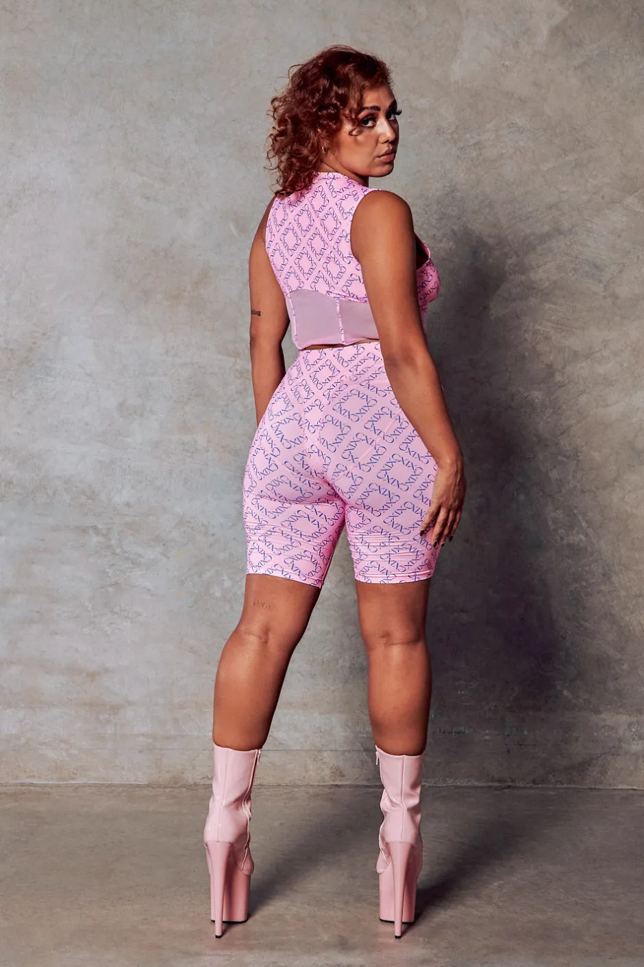 Leggings & Bikers*CXIX 119 Biker Shorts - Pink With Print