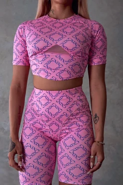 Leggings & Bikers*CXIX 119 Biker Shorts - Pink With Print