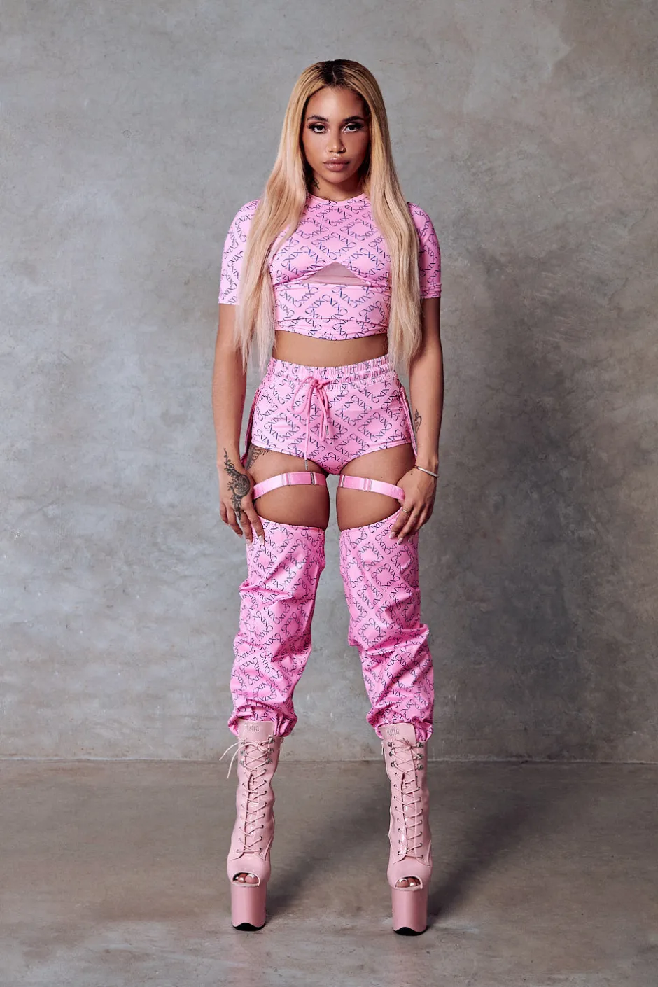 Leggings & Bikers*CXIX 119 Chaps - Pink With Print
