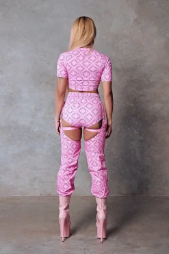 Leggings & Bikers*CXIX 119 Chaps - Pink With Print