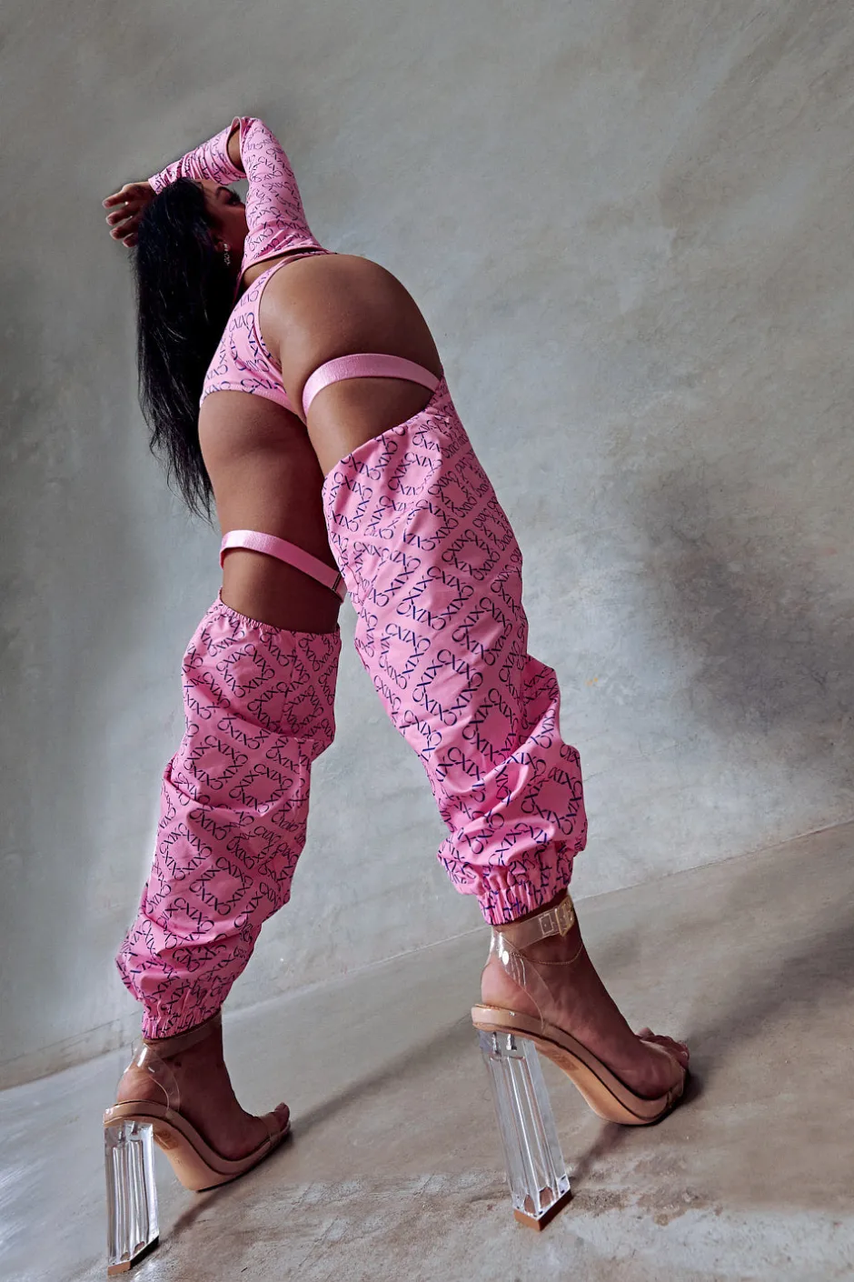 Leggings & Bikers*CXIX 119 Chaps - Pink With Print