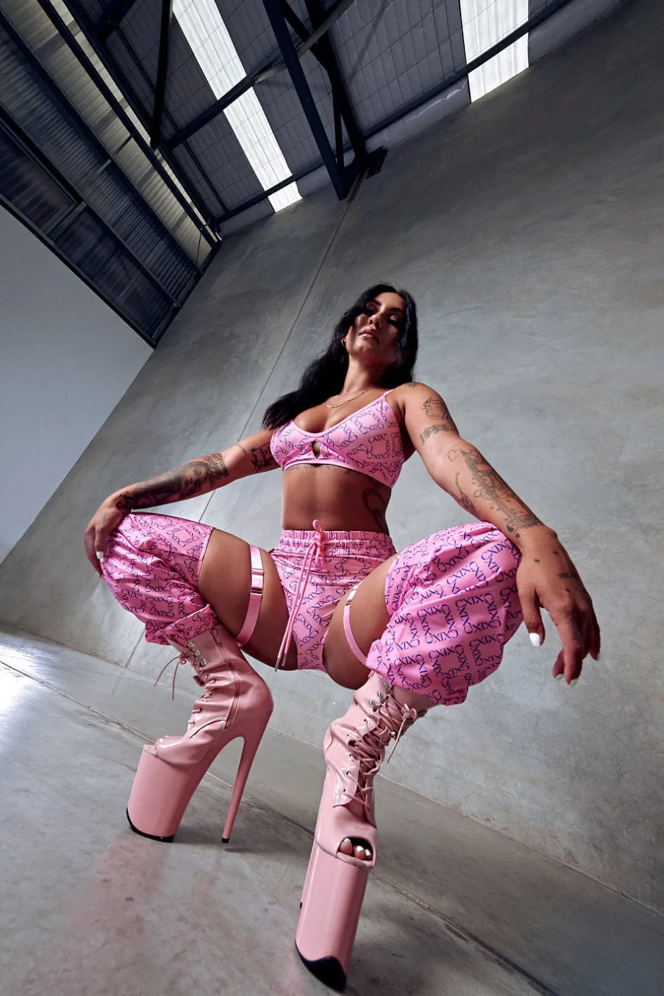Leggings & Bikers*CXIX 119 Chaps - Pink With Print