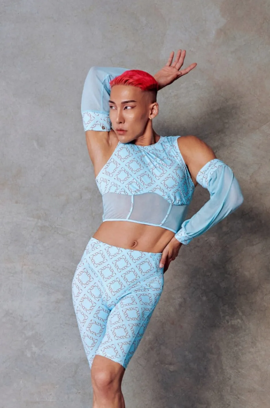 Tees & Tops*CXIX 119 Corset Top + Removable Sleeves - Blue With Print