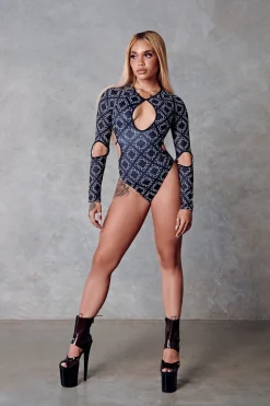 Body & Jumpsuits*CXIX 119 Plunge Bodysuit - Black With Print