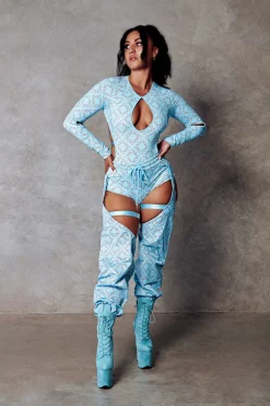 Body & Jumpsuits*CXIX 119 Plunge Bodysuit - Blue With Print