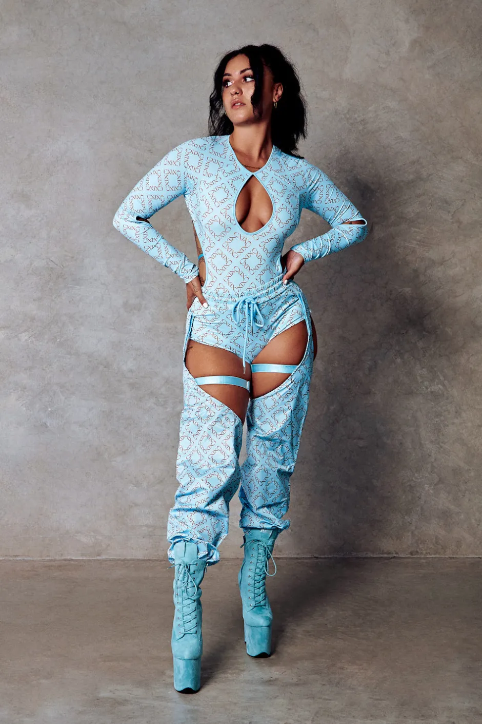 Body & Jumpsuits*CXIX 119 Plunge Bodysuit - Blue With Print