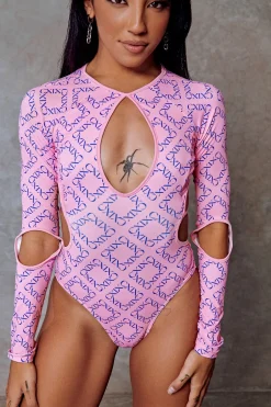 Body & Jumpsuits*CXIX 119 Plunge Bodysuit - Pink With Print