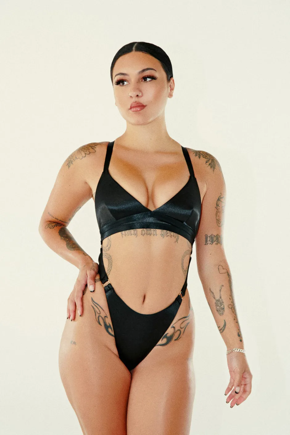 Body & Jumpsuits*CXIX Aphrodite Bodysuit - Black Satin