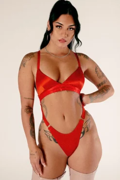 Body & Jumpsuits*CXIX Aphrodite Bodysuit - Red Satin