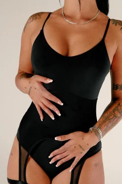 Body & Jumpsuits*CXIX Baddies Garter Bodysuit - Black