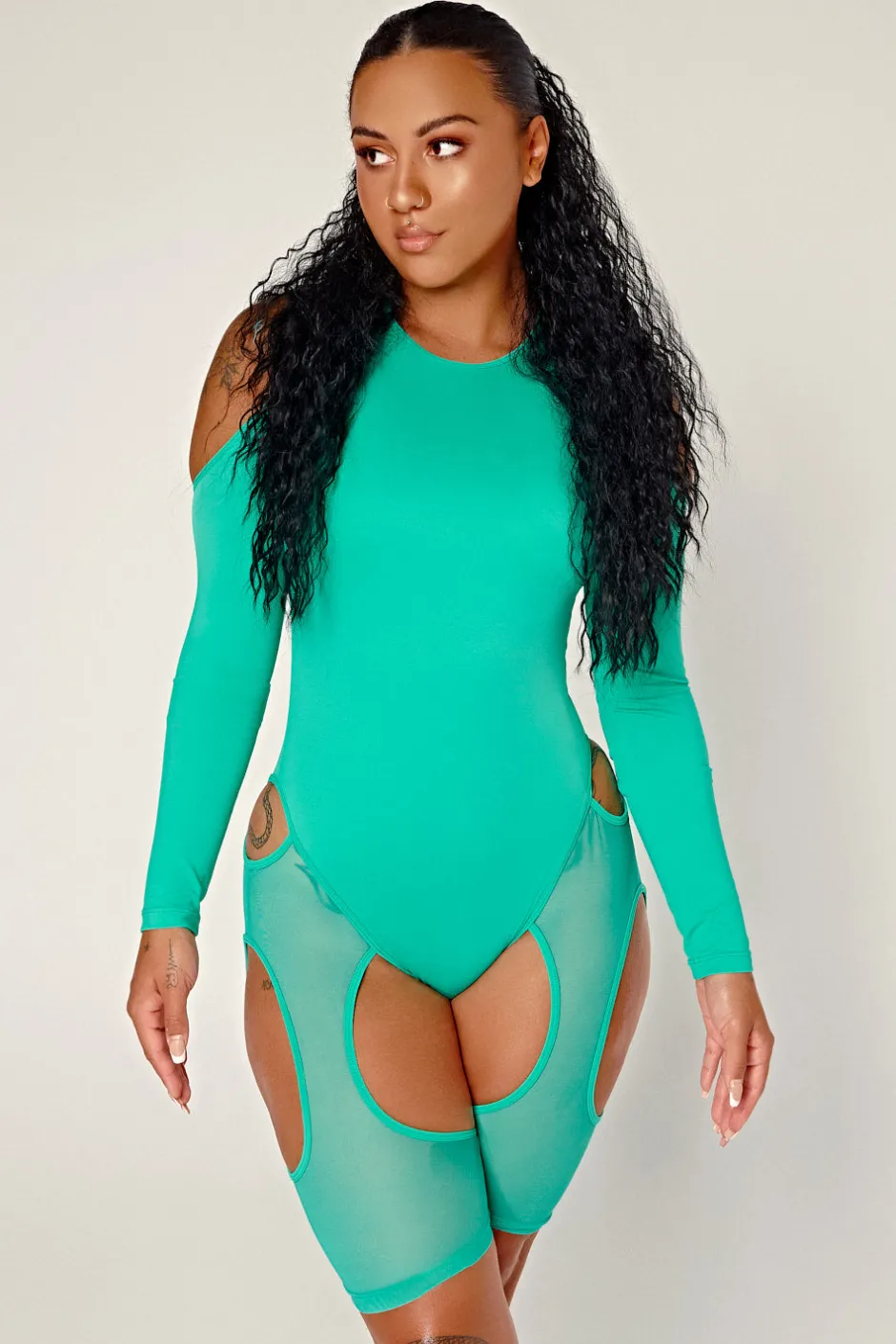 Body & Jumpsuits*CXIX Dollhaus Mesh Bodysuit - Aqua