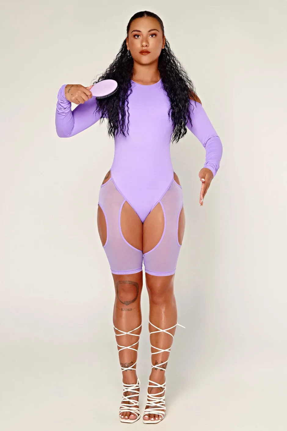 Body & Jumpsuits*CXIX Dollhaus Mesh Bodysuit - Purple