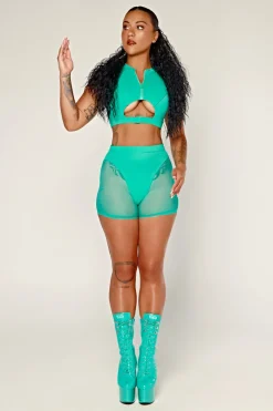 Tees & Tops*CXIX Dollhaus Sports Bra - Aqua