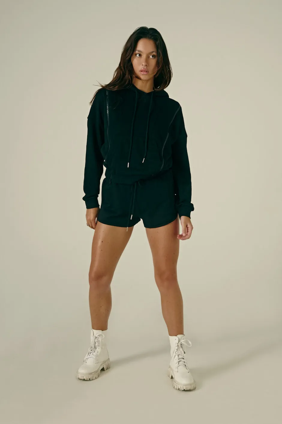 Joggers & Jumpers*CXIX Droptop Zip Hoodie - Black