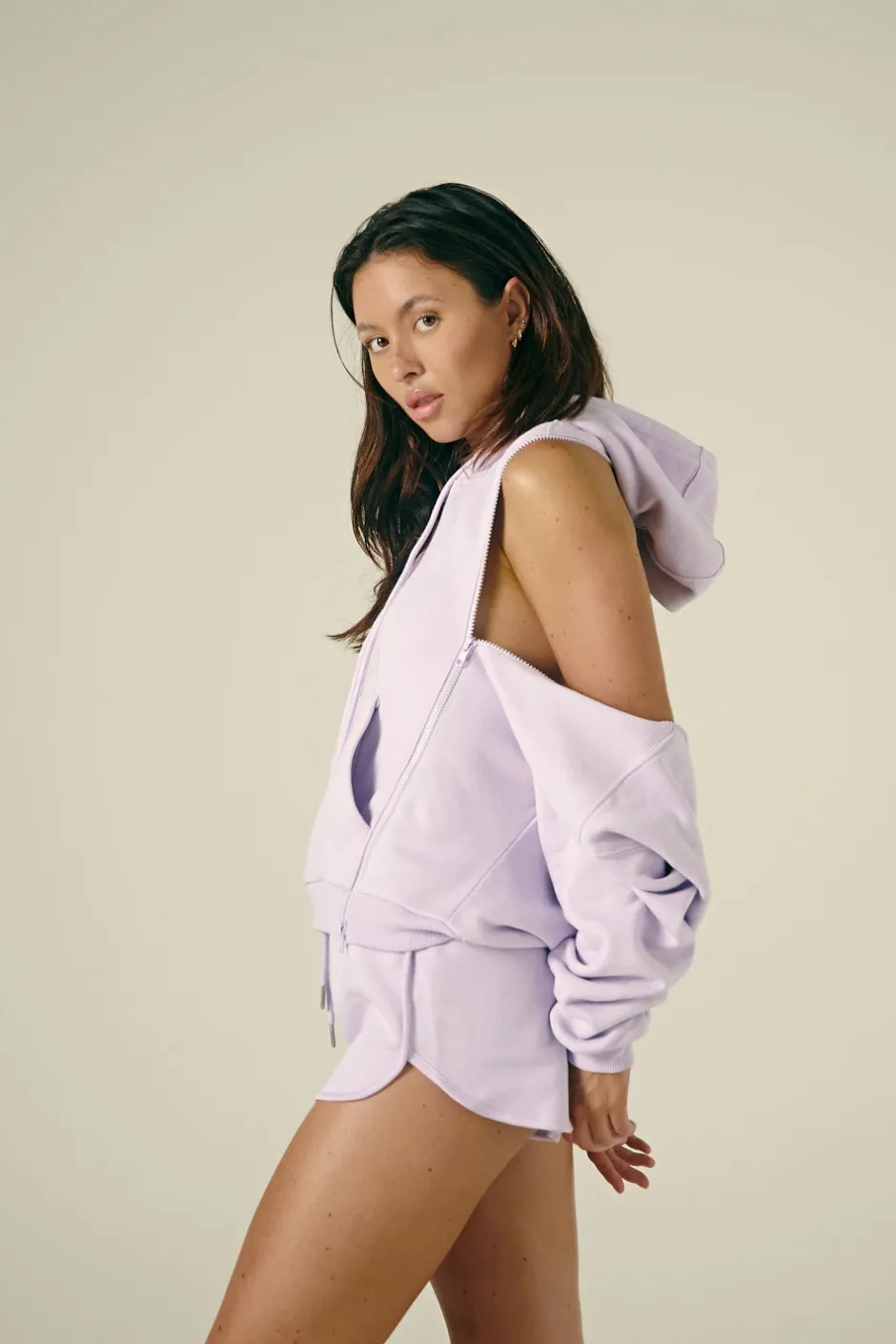 Joggers & Jumpers*CXIX Droptop Zip Hoodie - Lilac