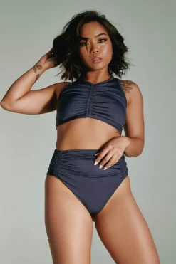 Tees & Tops*CXIX Eco Classix Ruched Crop - Navy