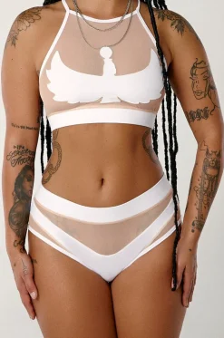 High Waisted Bottoms*CXIX Goddess High Waisted Bottoms - White With Sand Mesh