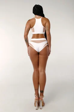 High Waisted Bottoms*CXIX Goddess High Waisted Bottoms - White With Sand Mesh