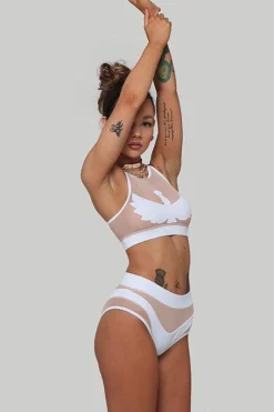 High Waisted Bottoms*CXIX Goddess High Waisted Bottoms - White With Sand Mesh