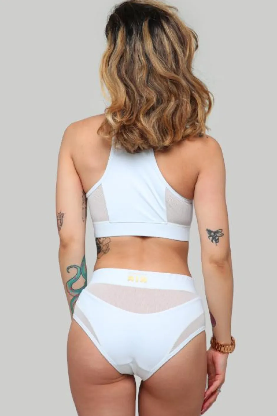 Tees & Tops*CXIX I S I S Goddess Halter Top - White With White Mesh