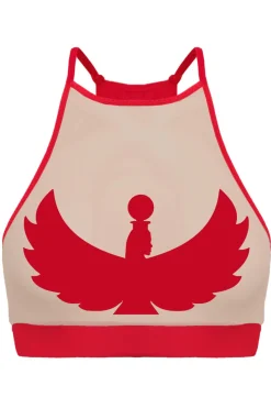 Tees & Tops*CXIX I S I S Goddess Halter Top - Red With Sand Mesh