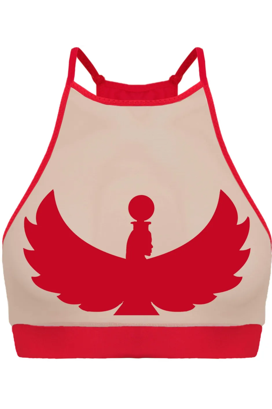 Tees & Tops*CXIX I S I S Goddess Halter Top - Red With Sand Mesh