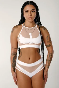 Tees & Tops*CXIX I S I S Goddess Halter Top - White With Sand Mesh