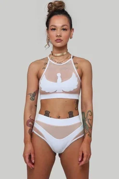 Tees & Tops*CXIX I S I S Goddess Halter Top - White With Sand Mesh