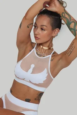 Tees & Tops*CXIX I S I S Goddess Halter Top - White With Sand Mesh