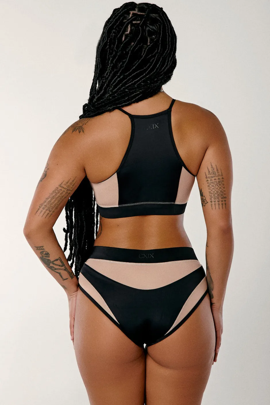 Tees & Tops*CXIX I S I S Goddess Halter Top - Black With Sand Mesh