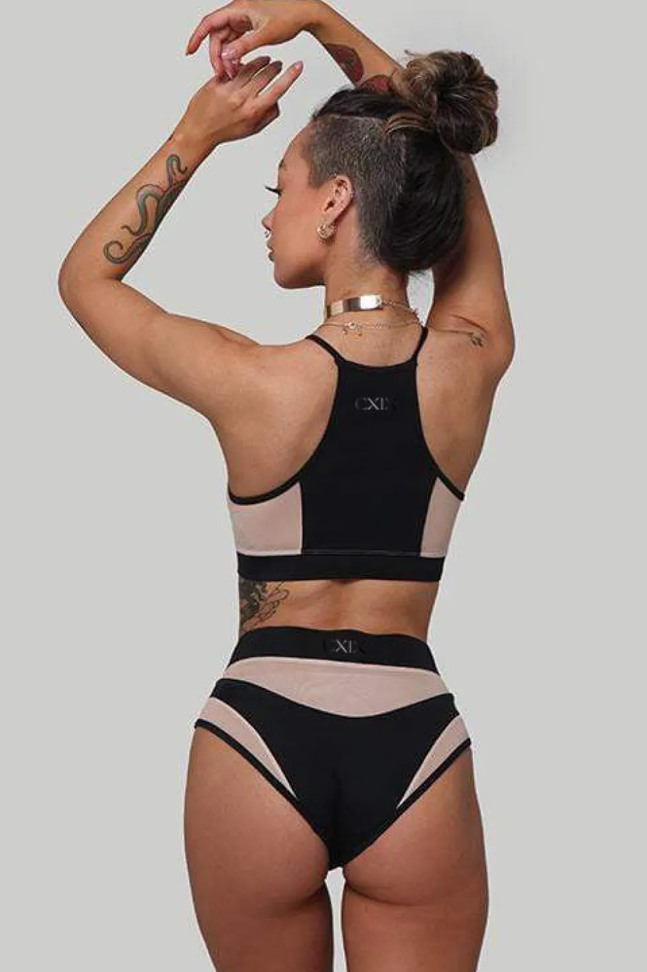 Tees & Tops*CXIX I S I S Goddess Halter Top - Black With Sand Mesh
