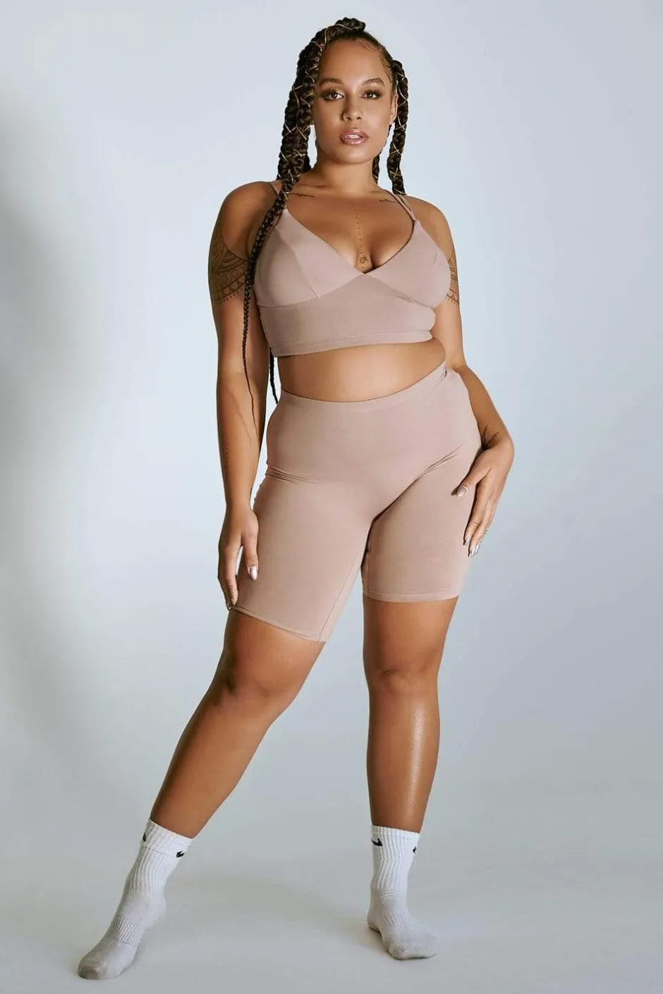 Leggings & Bikers*CXIX Luxlounge Biker Shorts - Taupe