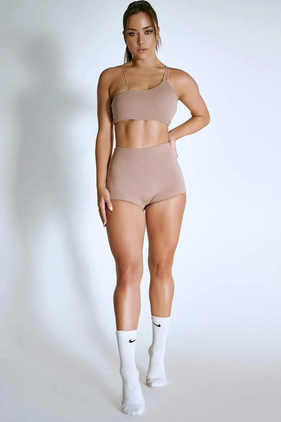 Tees & Tops*CXIX Luxlounge One Shoulder Illusion Top - Taupe