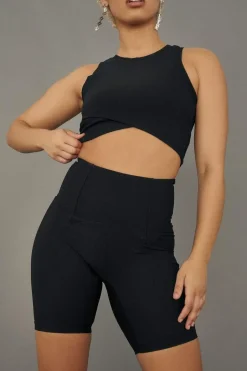 Leggings & Bikers*CXIX Move It Ribbed Corset Biker Shorts - Black
