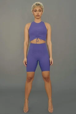 Leggings & Bikers*CXIX Move It Ribbed Corset Biker Shorts - Violet Dusk