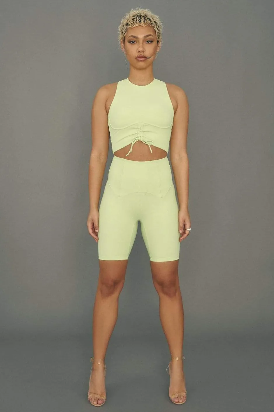 Tees & Tops*CXIX Move It Ribbed Corset Crop - Appletini