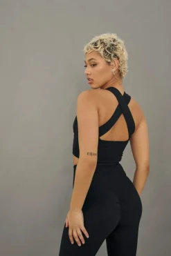 Tees & Tops*CXIX Move It Ribbed Corset Crop - Black