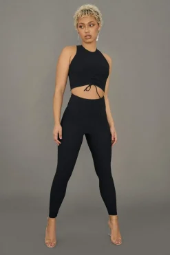 Tees & Tops*CXIX Move It Ribbed Corset Crop - Black
