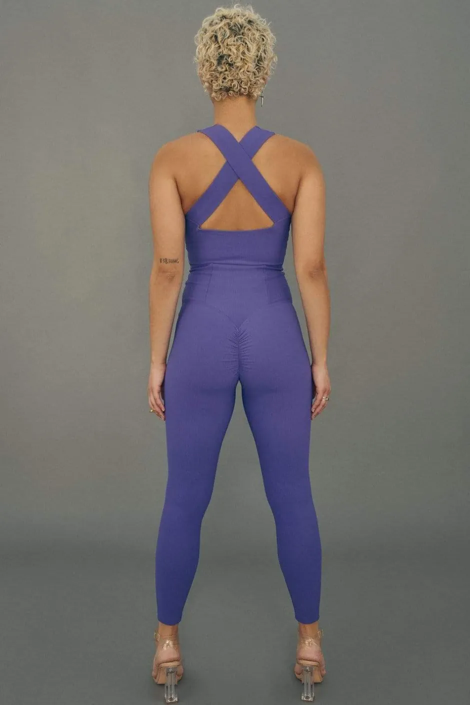 Tees & Tops*CXIX Move It Ribbed Corset Crop - Violet Dusk