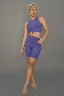 Tees & Tops*CXIX Move It Ribbed Corset Crop - Violet Dusk