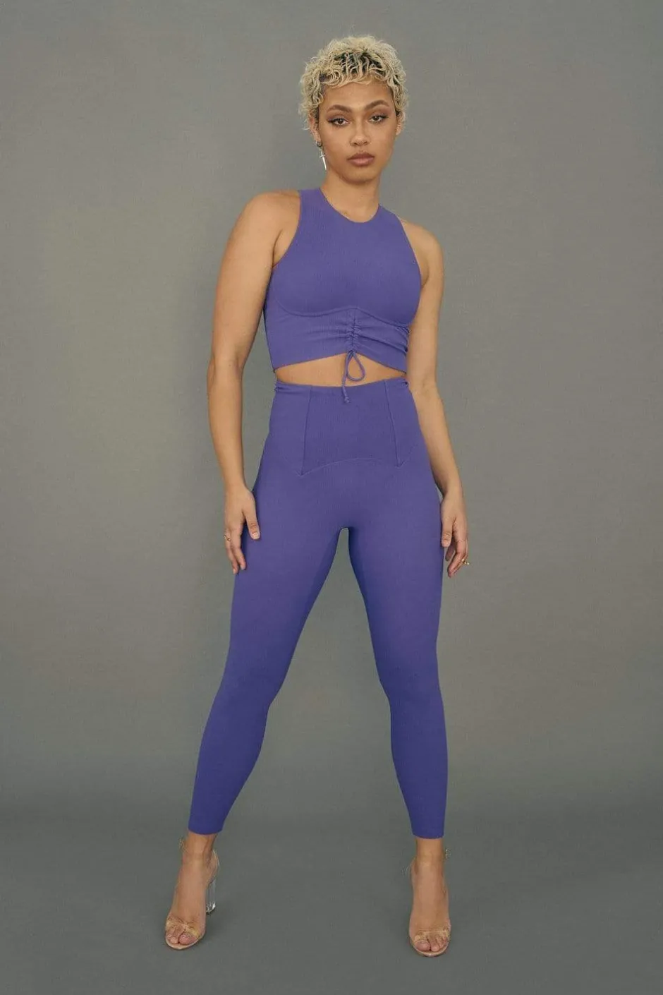 Leggings & Bikers*CXIX Move It Ribbed Corset Leggings - Violet Dusk