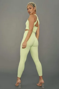 Leggings & Bikers*CXIX Move It Ribbed Corset Leggings - Appletini