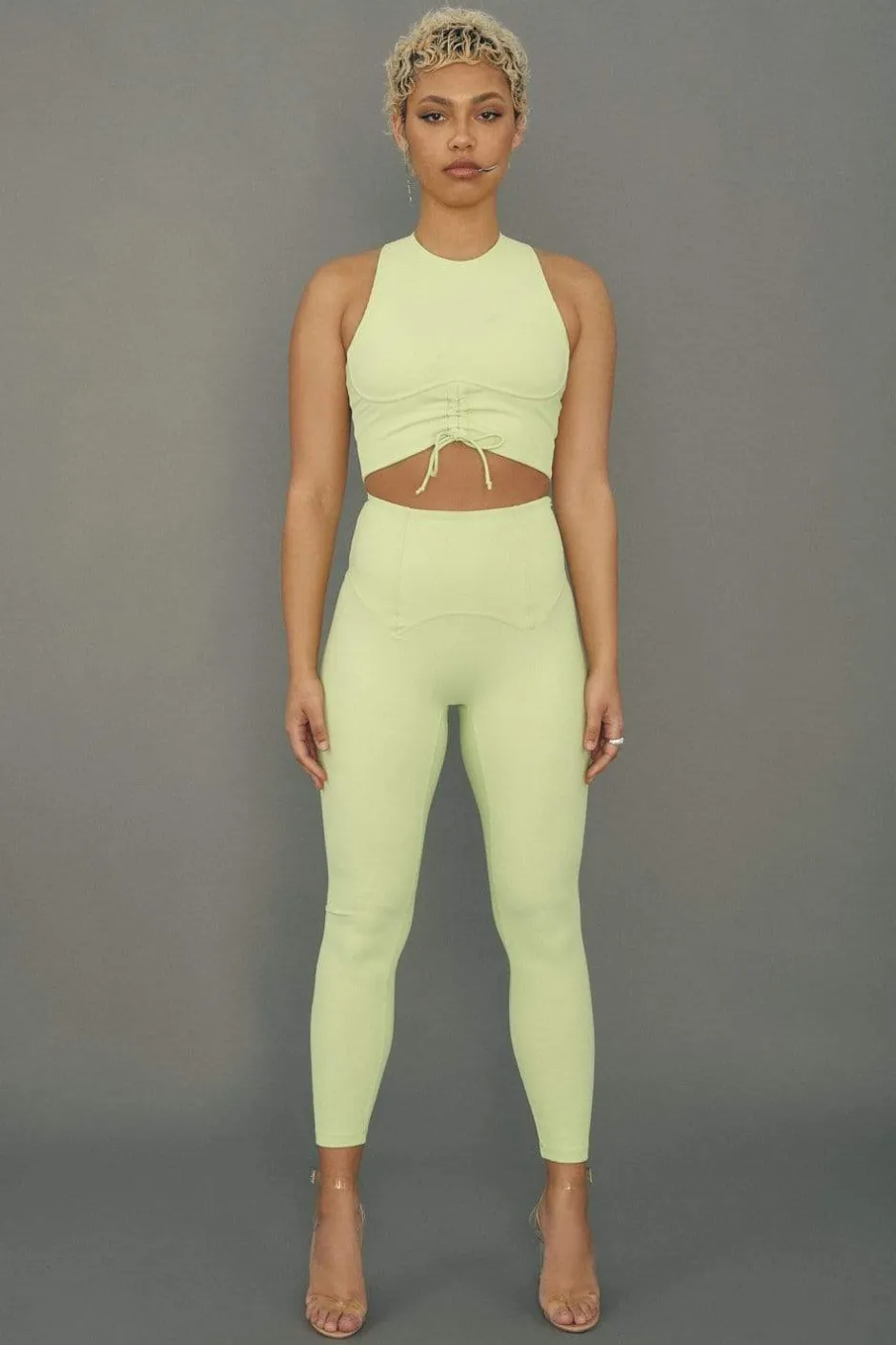 Leggings & Bikers*CXIX Move It Ribbed Corset Leggings - Appletini