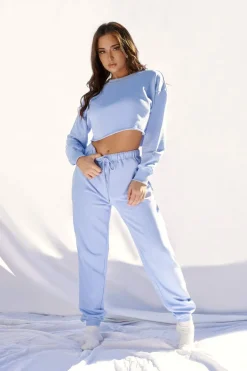 Tees & Tops*CXIX Oversized Cropped Jumper - Powder Blue