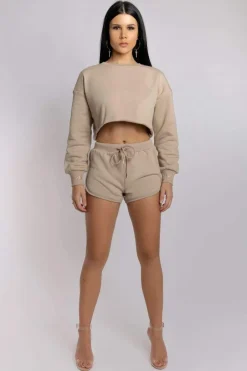 Tees & Tops*CXIX Oversized Cropped Jumper - Fawn