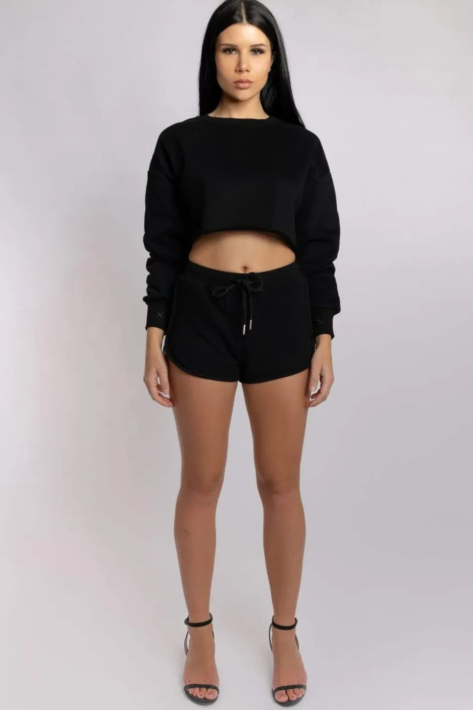 Joggers & Jumpers*CXIX Oversized Cropped Jumper - Black