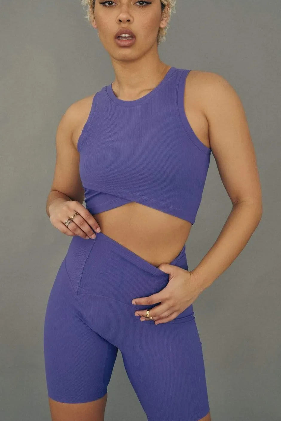Tees & Tops*CXIX Stretch It Out Ribbed Crop - Violet Dusk