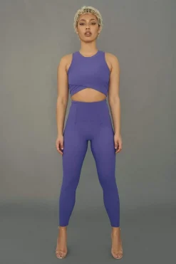 Tees & Tops*CXIX Stretch It Out Ribbed Crop - Violet Dusk