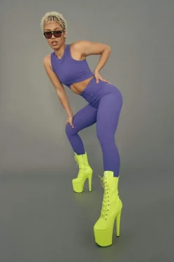 Tees & Tops*CXIX Stretch It Out Ribbed Crop - Violet Dusk